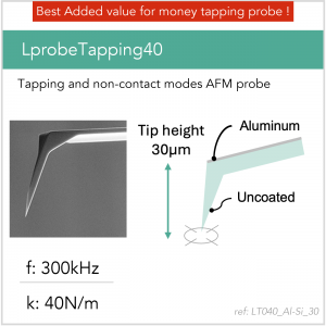 3D schematic of Vmicro LT040 Al-Si 30 AFM probe for tapping mode AFM measurements