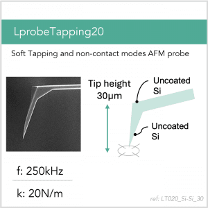 3D schematic of Vmicro LT020 Si-Si 30 AFM probe for advanced AFM imaging