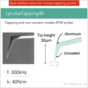 3D schematic of Vmicro LT040 Al-Si 30 AFM probe for tapping mode AFM measurements