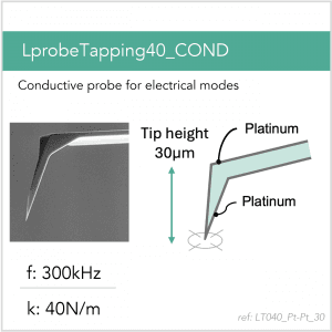 3D schematic of Vmicro LT040 Pt-Pt 30 AFM probe for conductive and electrical AFM modes