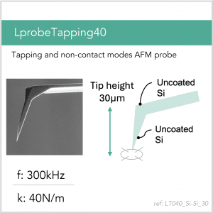 3D schematic of Vmicro LT040 Si-Si 30 AFM probe for advanced AFM imaging