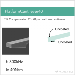 3D schematic of Vmicro PC040 Si-Si 5 AFM probe for platform cantilever AFM measurements