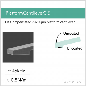 3D schematic of Vmicro PC0P5 Si-Si 5 AFM probe for platform cantilever AFM measurements