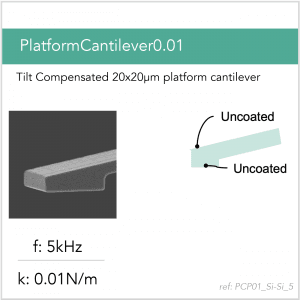 3D schematic of Vmicro PCP01 Si-Si 5 AFM probe for platform cantilever AFM measurements