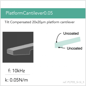 3D schematic of Vmicro PCP05 Si-Si 5 AFM probe for platform cantilever AFM measurements