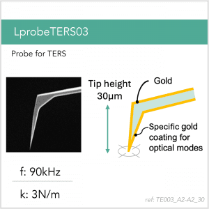 3D schematic of Vmicro TE003 A2-A2 30 AFM probe for TERS and tip-enhanced spectroscopy